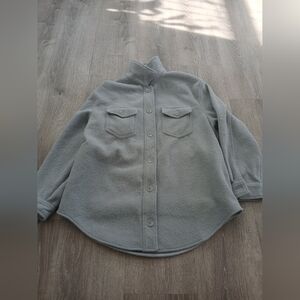 Hilary Radley Gray Button-Up Fleece Jacket
